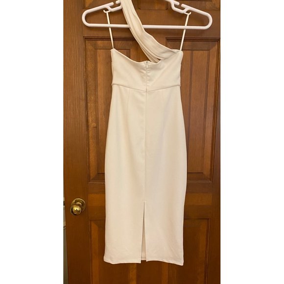 Olia Dress Women Small White One Shoulder Split Thigh Cocktail Bodycon Nightclub - Picture 10 of 16